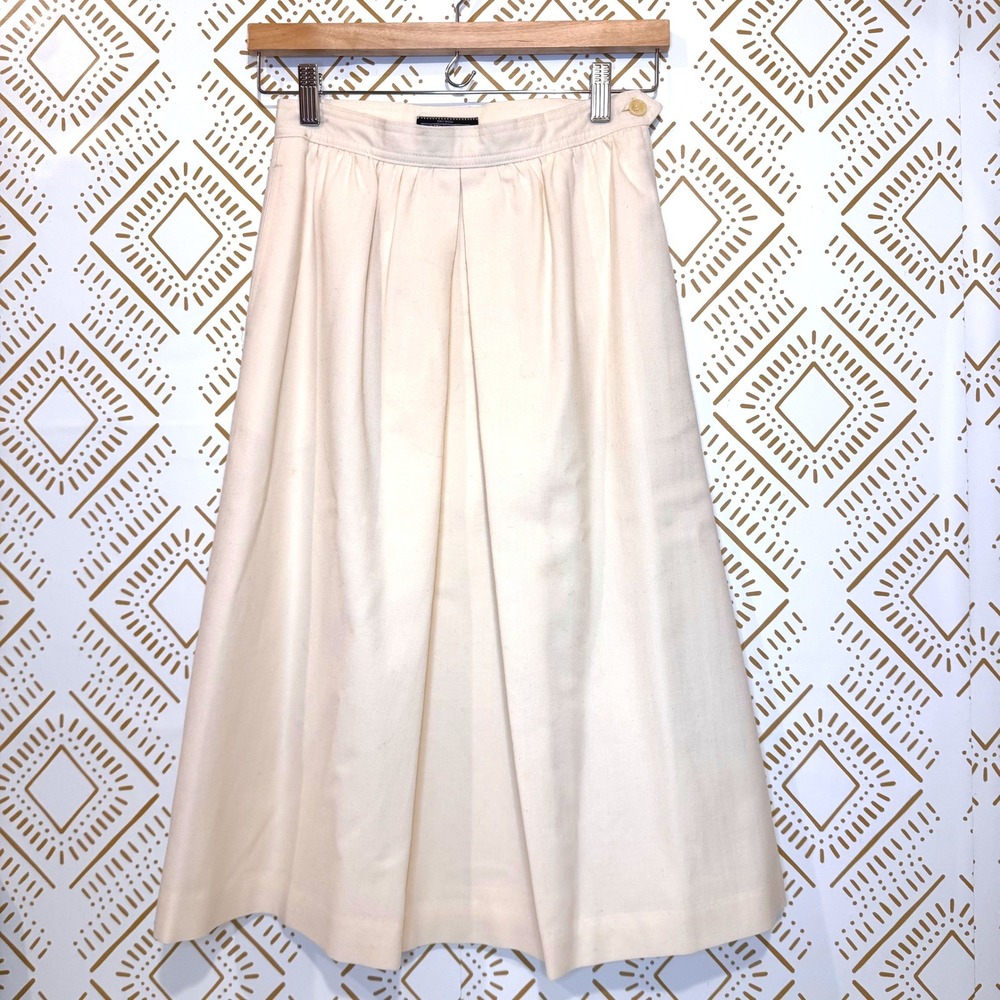 Vintage Lands End‎ 100% Wool Pleated Midi Skirt Size 6P Classic Old Money Preppy
